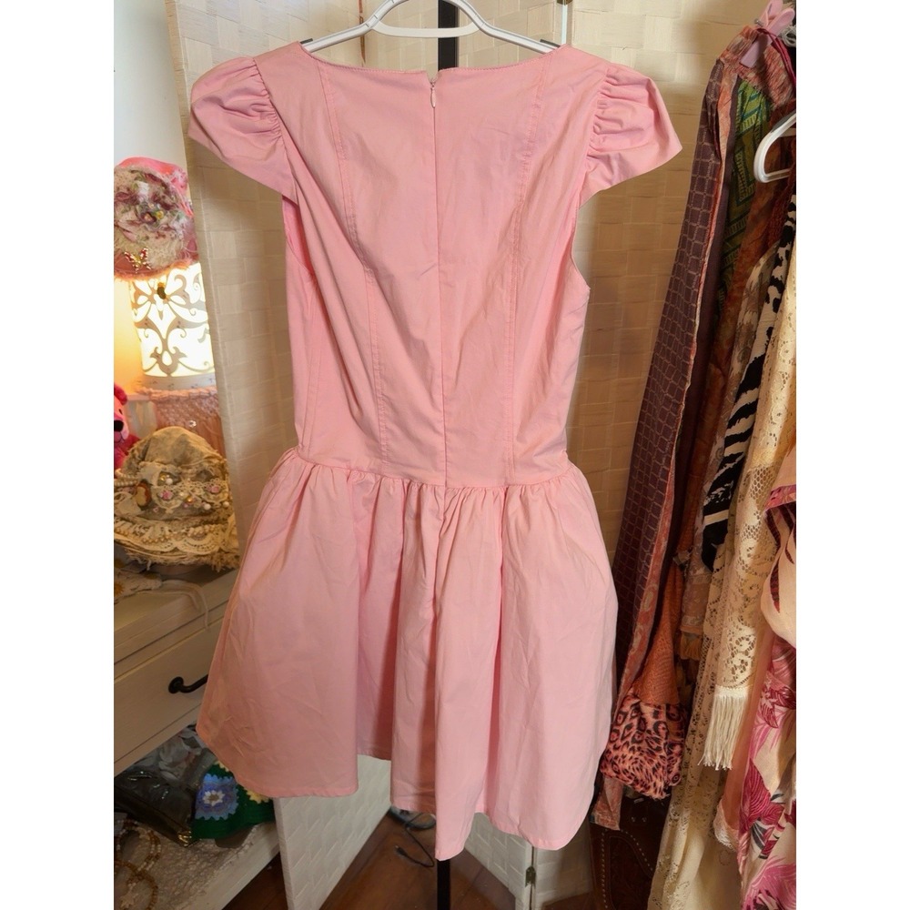 Dolls Kill Sugar Thrillz Puff Mini Dress Pink Cap Sleeve BarbieCore Whimsy Fairy - Picture 3 of 3